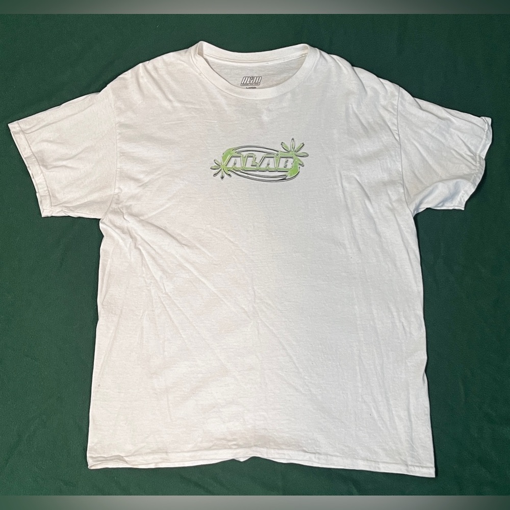 Green and White Short Sleeve Tee with Graphic Design